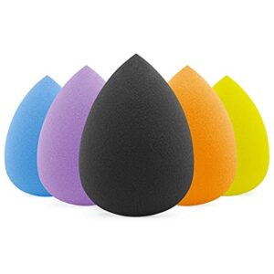 BEAKEY 5 Pcs Makeup Sponge Set, Foundation Blending Sponge, Latex Free Beauty Sponges, Boun Boun Sponges Flawless for Liquid, Cream, and Powder, Multi-colored Makeup Sponges