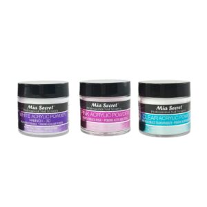 Mia Secret Acrylic Powder 1 oz x 3 (White> Pink> Clear) color acrylic powder for nails mia secret> mia secret professional acrylic nail system clear acrylic powder