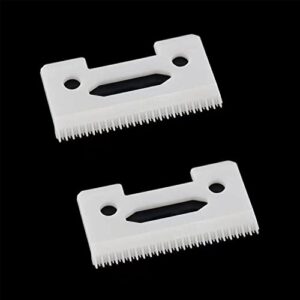 2pcs Professional Ceramic Clipper Blades 2-Hole Stagger-Tooth for Wahl Cordless Clipper Replaceable Blade White