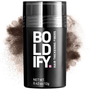 BOLDIFY Hair Fibers (12g) – Fill In Thinning and Fine Hair for an Instantly Fuller, Thicker Look – 14 Shades for Women & Men – Dark Brown