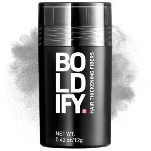 BOLDIFY Hair Fibers (12g) – Fill In Thinning and Fine Hair for an Instantly Fuller, Thicker Look – 14 Shades for Women & Men – Gray
