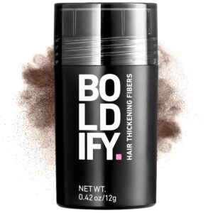 BOLDIFY Hair Fibers (12g) – Fill In Thinning and Fine Hair for an Instantly Fuller, Thicker Look – 14 Shades for Women & Men – Medium Brown