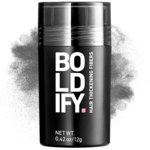 BOLDIFY Hair Fibers (12g) – Fill In Thinning and Fine Hair for an Instantly Fuller, Thicker Look – 14 Shades for Women & Men – Dark Gray