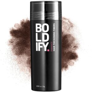 BOLDIFY Hair Fibers (28g) – Fill In Thinning and Fine Hair for an Instantly Fuller, Thicker Look – 14 Shades for Women & Men – Hazel Brown