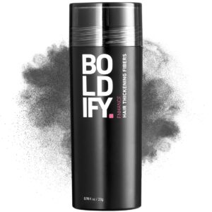 BOLDIFY Hair Fibers (28g) – Fill In Thinning and Fine Hair for an Instantly Fuller, Thicker Look – 14 Shades for Women & Men – Dark Gray