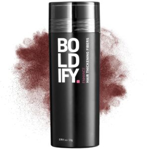BOLDIFY Hair Fibers (28g) – Fill In Thinning and Fine Hair for an Instantly Fuller, Thicker Look – 14 Shades for Women & Men – Dark Auburn