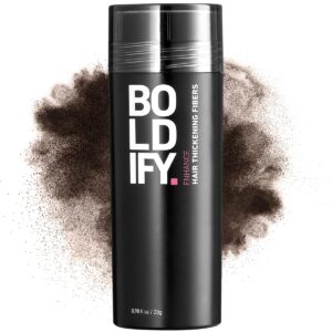 BOLDIFY Hair Fibers (28g) – Fill In Thinning and Fine Hair for an Instantly Fuller, Thicker Look – 14 Shades for Women & Men – Dark Brown