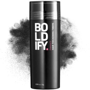 BOLDIFY Hair Fibers (28g) – Fill In Thinning and Fine Hair for an Instantly Fuller, Thicker Look – 14 Shades for Women & Men – Black