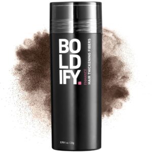 BOLDIFY Hair Fibers (28g) – Fill In Thinning and Fine Hair for an Instantly Fuller, Thicker Look – 14 Shades for Women & Men – Medium Brown
