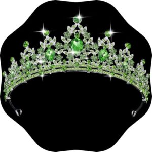 Kamirola – Queen Crown and Tiaras Princess Crown for Women and Girls Crystal Headbands for Bridal, Princess for Wedding and Party (Silver & Green)