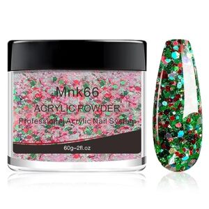 Mnk66 Acrylic Powder Christmas Glitter Red Green Professional for Nail Extension> French Art 3D Flowers> Carving> Beginner (YSHUJF012-60g)