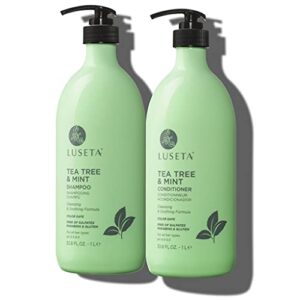 Luseta Shampoo and Conditioner Set Hair Shampoo Hair Conditioner Daily Shampoo (Tea Tree & Mint, 33.8 Fl. Oz (Pack of 2))