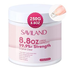 SAVILAND Clear Acrylic – 250g/8.8oz Large Nail Powder for Extension & Art