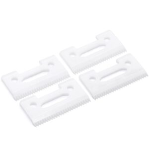4 Pieces Professional 2-Hole Stagger Tooth Replacement Cutter Blade, Zirconia Ceramic Moving Blade Compatible with Wahl Professional 5 Star Series 8148 8504 1919 8591 Hair Clippers (White)