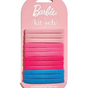 Barbie x Kitsch Thick Hair Ties for Women – Elastic No-Damage Rubber Bands for Hair Ponytails, 12pcs