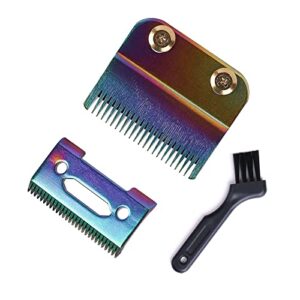 Professional Clipper Replacement Blades,Carbon Steel Hair Trimmer 2 Holes Adjustable Hair Clipper Parts Blade for Wahl 8148,Wahl Senior, Magic Clipper,Pack of 2, 4 Screws,1 Small Brush (Rainbow)