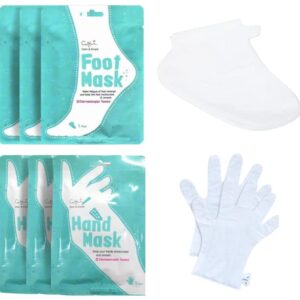 Cettua Clean & Simple Hand and Foot Moisturizing and Hydrating Mask with Shea Butter and Jojoba Oil | Dermatologist Tested | 3 Gloves & 3 Socks | 6 Packs