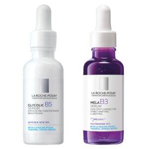 Bundle of La Roche-Posay Glycolic Acid Serum + La Roche-Posay Mela B3 Serum, Dark Spot Corrector With Anti-Aging Melasyl + 10% Niacinamide, Discoloration and Age Spot Correcting Serums