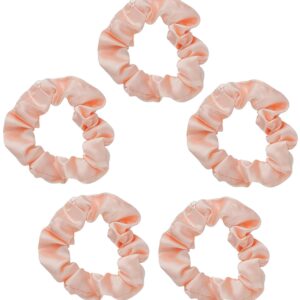 Kitsch Satin Scrunchies, Softer than Silk, Hair Scrunchies for Frizz Prevention, Satin Hair Ties for Breakage Prevention and Gentle Style Preservation, Sleep and Night Scrunchie, 5 Pack, Blush