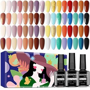 JODSONE 32 Color Gel Nail Polish Kit Soak OFF Base Coat and Top Coat Nail Gel Polish Love Manicure DIY at Home Happy Experience