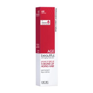 AGE beautiful Permanent Hair Color Dye Liqui Creme | 100% Gray Coverage | Anti-Aging Haircolor | Biotin for Thicker, Fuller Hair | Professional Salon Coloring | 6R Light Red