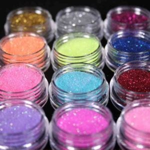 Renexxt 12 Mix Color Random Nail Art Acrylic Glitter Dust Powder
