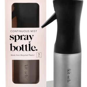Kitsch Spray Bottle for Hair – Continuous Water Mister with Ultra Fine Mist for Hairstyling, Barbers, Salons, Cleaning, Plants, Versatile Spray Bottles – Made from Recycled Plastic – Black, 5 oz