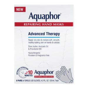 Aquaphor Repairing Hand Masks> Moisturizing Gloves for Dry Hands> Moisturizer for Dry Skin with Avocado Oil and Shea Butter> Pack of 6