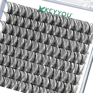 Lash Clusters,96 Pcs Cluster Lashes D Curl 18mm DIY Lash Extensions Eyelash Clusters,KEYYOU Volume Wispy Individual Lashes Soft&Comfortable Easy DIY at Home(Y09,D-18mm)