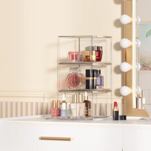 Vtopmart 3 Pack Clear Stackable Storage Drawers, 4.4” Tall Acrylic Bathroom Makeup Organizer,Plastic Storage Bins For Vanity, Undersink, Kitchen Cabinets, Pantry, Home Organization