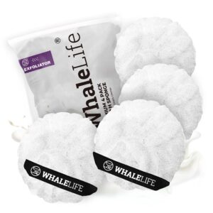 Loofah Sponge Bath Sponge for Women Men 4 Pack (White Rough Surface)