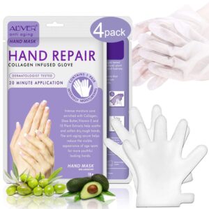 4 Pairs Hand Peel Mask> Natural Moisturizing Treatment Cream hand mask gloves for dry hand Peel>Therapy glove for Men Women Repair Rough Crack exfoliating skin