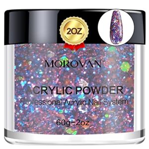Morovan 2OZ Acrylic Powder – 2Oz/60g Professional Acrylic Nail Powder (Glitter dark purple)