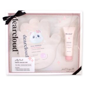 dearcloud Silky Touch Hand Rescue Set – Hand Mask for Dry Cracked Hands + Moisturizing Hand Cream – Self Care Gift Set (Peach Honeysuckle)