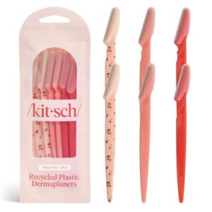 Kitsch Dermaplaning Tool – Face Razors for Women and Men, Eyebrow Trimmer and Face Shaver, Facial Hair Removal, Facial Razors for Women and Men, Dermaplane Razor – 6 pc, Assorted Cherry Blossom