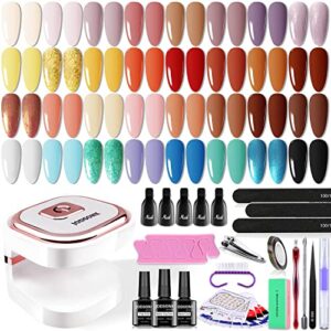 JODSONE 35 PCS Gel Nail Polish Kit with Mini UV Light No Wipe Base and Glossy &Matte Top Coat Soak Off Gel Nail Kit Enjoy Fun of Colorful Gel Starter Kit