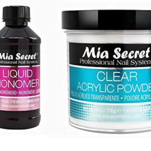 MIA SECRET 4oz Liquid Monomer + 4oz Clear Acrylic Powder Nail Art System