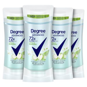 Degree Advanced Antiperspirant Deodorant 72-Hour Sweat & Odor Protection Apple & Gardenia Deodorant for Women with MotionSense Technology 2.6 oz, Pack of 4