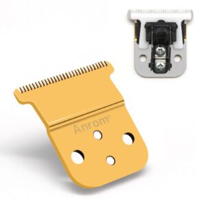 Anrom Trimmer Replacement T Blade Set, Ceramic Carbon Steel Blade Set for Andis Slimline Pro Li D7/D8 Hair Clipper Trimmer D7#32655 D8#32400 (Gold)