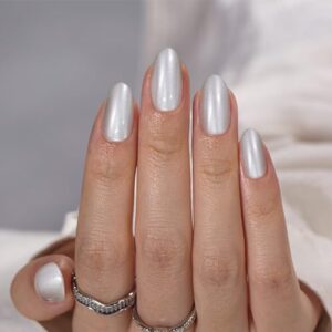 BTArtbox Press On Nails Short – Pearl White Oval Round Press on Nails for Women, Natural Stick on Nails with Glue, Glossy Glue On Nails in 15 Sizes – 30 Nail Kit, A Hidden Gem