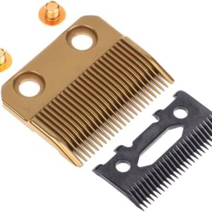 Replacement Taper Clipper Blades for BaBylissPRO FX870 / FXF880 / FX810 / FX825 / FX673N / FX870 / FX802G Hair Trimmer Clipper Blades Ultra Precise DLC Most 2-hole Systems Cutter Head Parts (Gold)