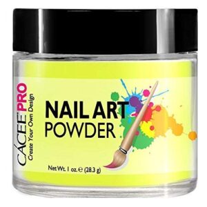 Acrylic Nails Color Acrylic Powder For Nail Art> 1oz Jar by Cacee> For Any Professional Acrylic Nail Kit> Premix of Pigments> Glitter> & Metallic Effects (Neon Yellow #38)