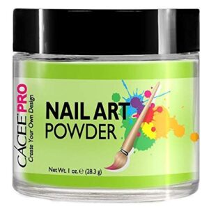 Acrylic Nails Color Acrylic Powder For Nail Art> 1oz Jar by Cacee> For Any Professional Acrylic Nail Kit> Premix of Pigments> Glitter> & Metallic Effects (Pastel Lime #60)