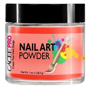 Acrylic Nails Color Acrylic Powder For Nail Art> 1oz Jar by Cacee> For Any Professional Acrylic Nail Kit> Premix of Pigments> Glitter> & Metallic Effects (Neon Tangerine #41)