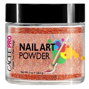 Acrylic Nails Color Acrylic Powder For Nail Art> 1oz Jar by Cacee> For Any Professional Acrylic Nail Kit> Premix of Pigments> Glitter> & Metallic Effects (Holo Orange Glitter #33)
