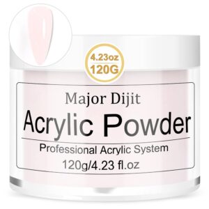 Major Dijit 4.23oz Acrylic Powder Long-Lasting Professional Crystal Polymer Nail Powder Acrylic Nail System Extension French Manicure>No Lamp Needed (Nude)