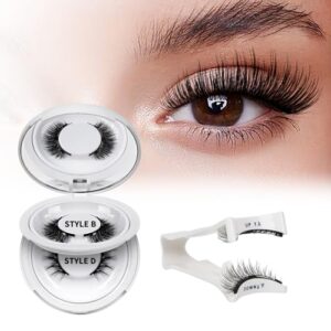 QUEWEL Magnetic Eyelashes with Applicator 2 Pair Reusable Magnetic Lashes No Glue Needed Magnetic Eyelashes without Eyeliner Natural Look Magnetic Eyelashes Easy to Wear(Magnetic Eyelashes-B+D)
