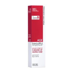 AGE beautiful Permanent Hair Color Dye Liqui Creme | 100% Gray Coverage | Anti-Aging Haircolor | Biotin for Thicker, Fuller Hair | Professional Salon Coloring | 5RC Medium Red Copper Brown
