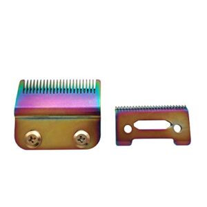 Professional Stagger-Tooth Trimmer Clipper Replacement Blades 2-Hole #2161 -Compatible with 5 Star Senior Cordless Wahl Magic Clip (Rainbow)