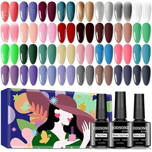 JODSONE 32 Pcs Gel Nail Polish Kit Soak Off Pink Red Nail Set with Base Coat No Wipe & Matte Top Coat Used Nail Lamp curing Glitter Gifts Collection
